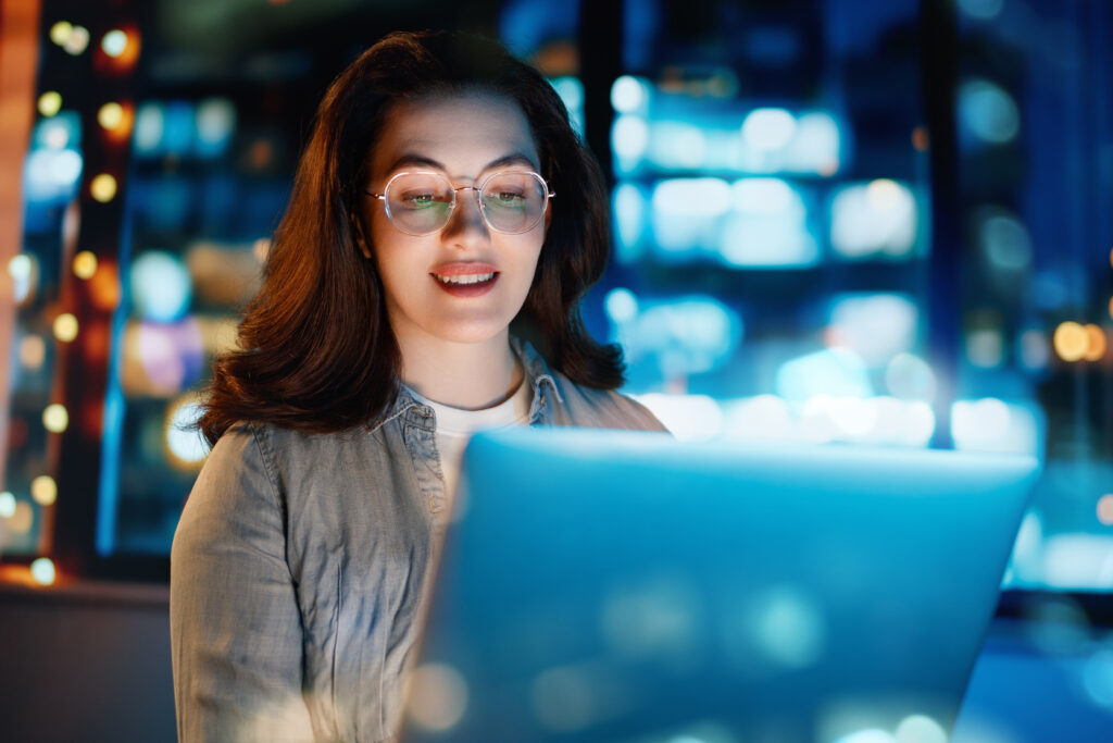 Woman working remotely