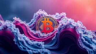 Dynamic abstract waves illustrating Bitcoin price volatility.