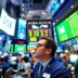 Traders celebrate a rally in tech stocks on the floor.