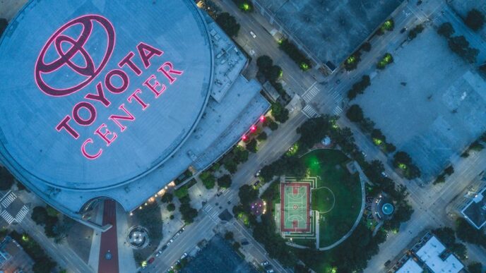 aerial photo of Toyota Center arena