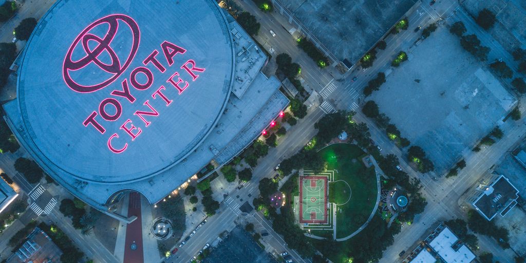 aerial photo of Toyota Center arena