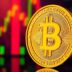 Gold Bitcoin coin with a vibrant market background.