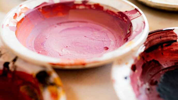white and red ceramic bowl