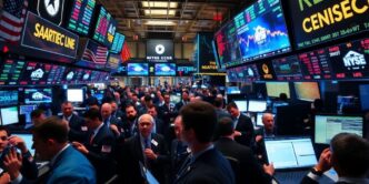 Traders reacting to stock market fluctuations and tensions.