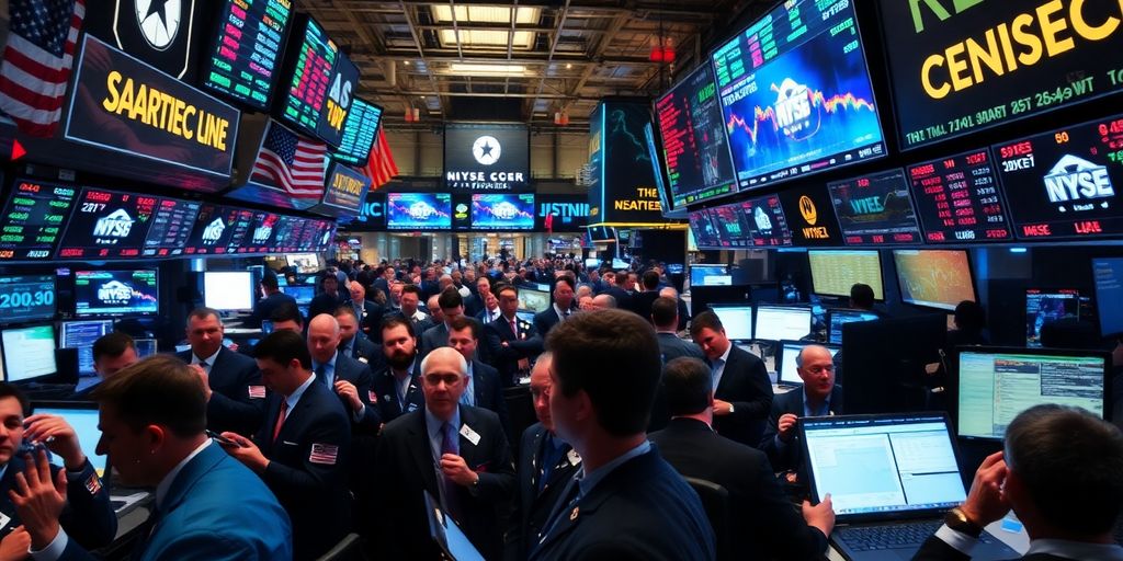 Traders reacting to stock market fluctuations and tensions.