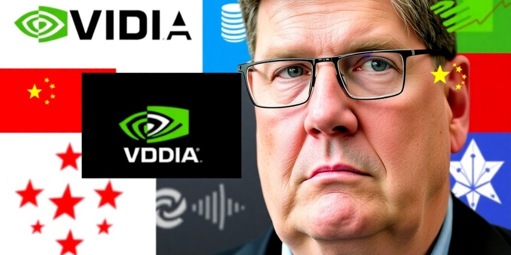 Michael Burry with Nvidia and Chinese tech logos in background.