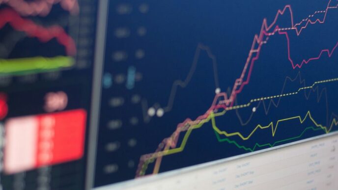 close-up photo of monitor displaying graph