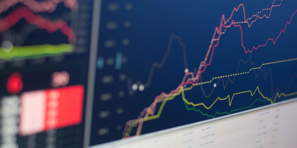 close-up photo of monitor displaying graph