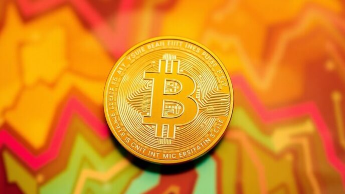 Golden Bitcoin coin shining brightly, symbolizing market optimism.