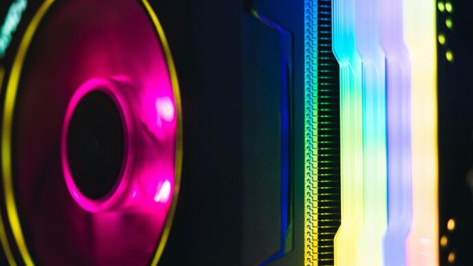 a close up of a colorful computer case