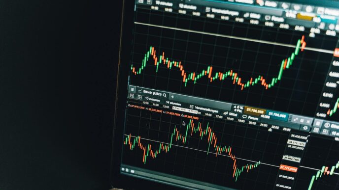 Screen with stock market graph