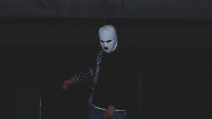 a man wearing a mask