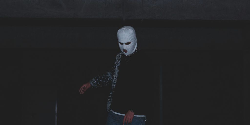 a man wearing a mask