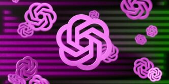 a purple and green background with intertwined circles