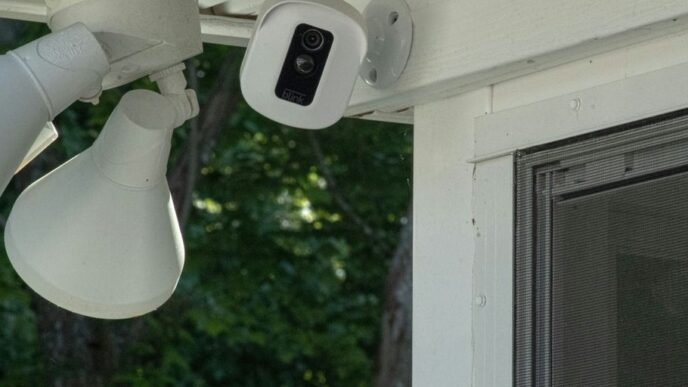 white and black security camera