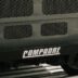 a black and white photo of the front of a truck