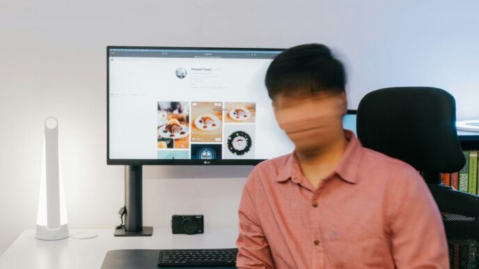 a person sitting in front of a computer