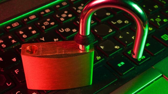 red padlock on black computer keyboard