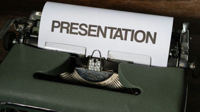 a typewriter with a sign on it