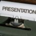 a typewriter with a sign on it