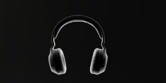 a pair of headphones on a black background