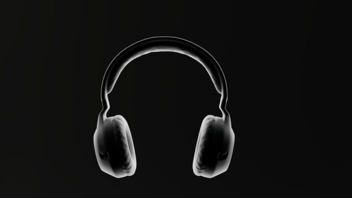 a pair of headphones on a black background