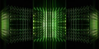 a series of three images with a green and black background