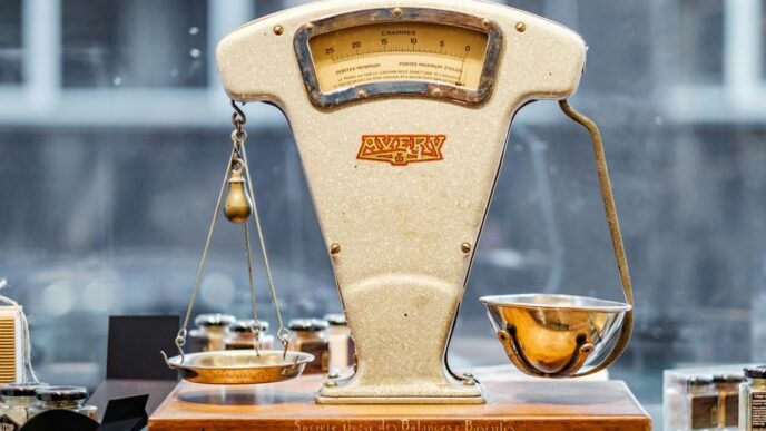 brown and beige weighing scale