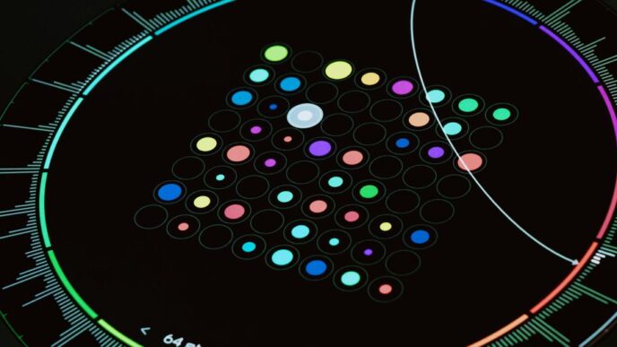 A computer screen with a bunch of dots on it