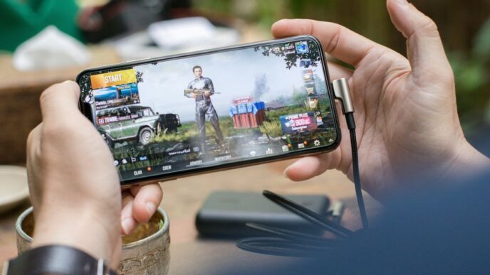 person playing PUBG mobile