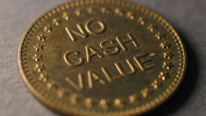 A close up of a coin on a table