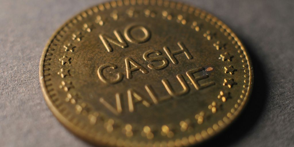 A close up of a coin on a table