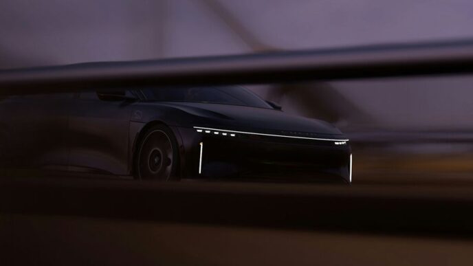 a car is seen through a window at night