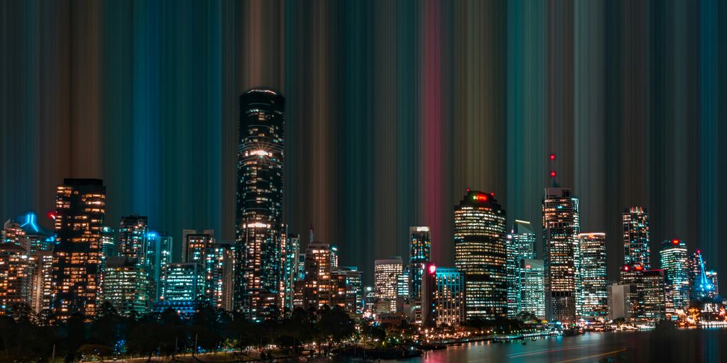 city skyline during night time