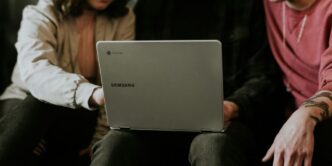 person using laptop