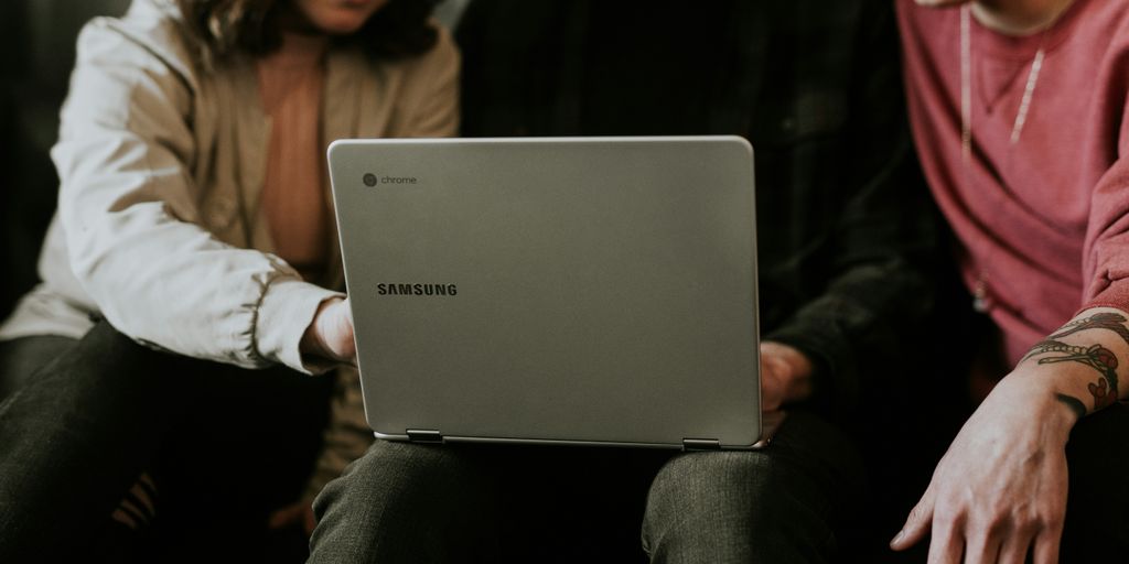 person using laptop