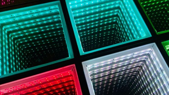 green and red glass panel