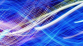 a blurry image of blue and white lights