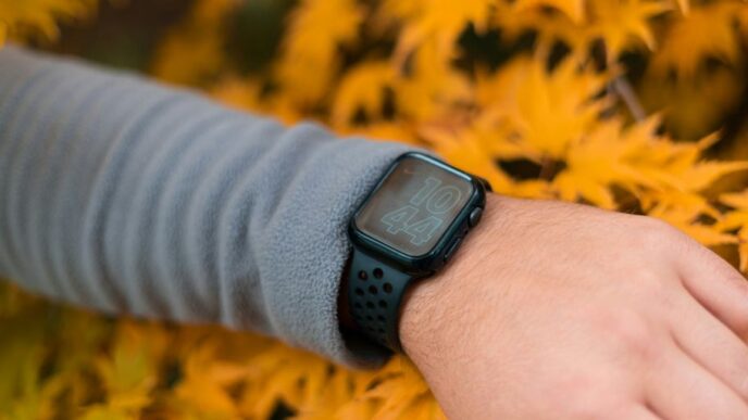 person wearing black smart watch