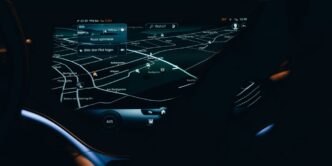 the dashboard of a car with a map on it