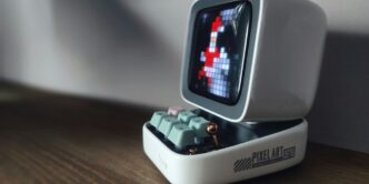 an old computer with a game on the screen