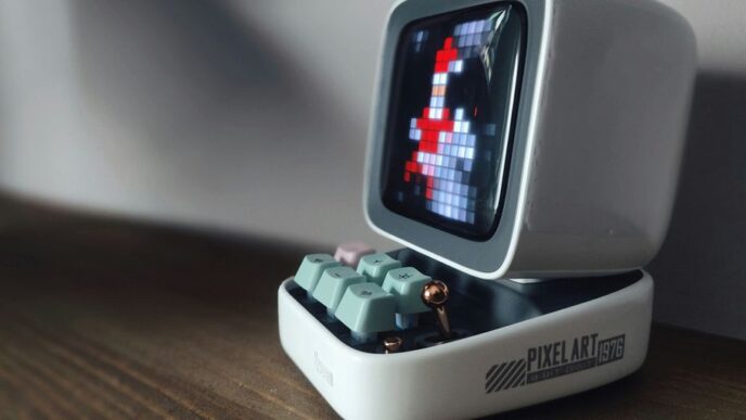 an old computer with a game on the screen