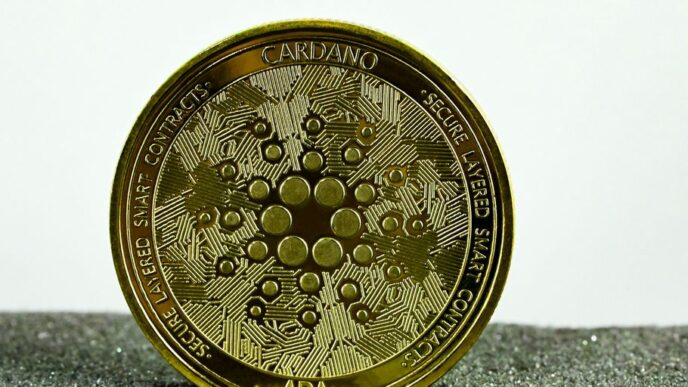 a close up of a coin on a table