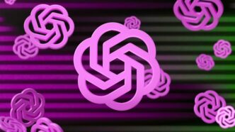 a purple and green background with intertwined circles