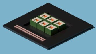a square object with four squares on top of it