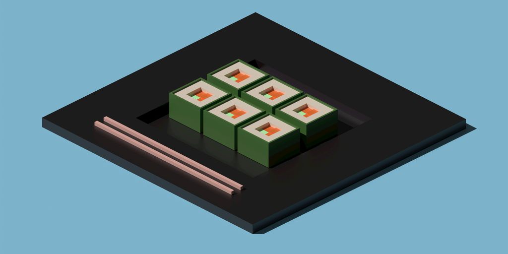 a square object with four squares on top of it