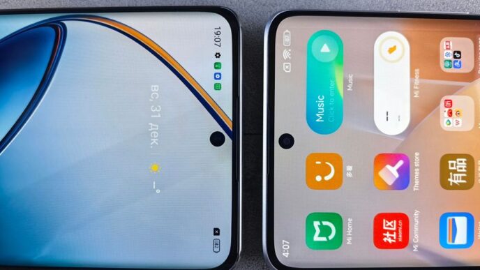Two samsung phones side by side on a table