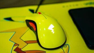 white and black corded computer mouse