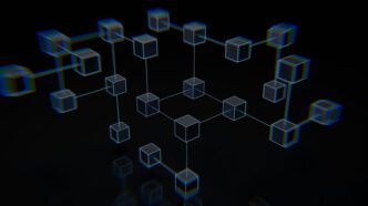 a group of cubes that are on a black surface