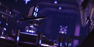 a futuristic sci - fi scene with a blue background